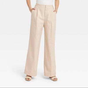 Women's High-Rise Wide Leg Pants - A New Day Color Tan Size 10,8 New With Tags 3